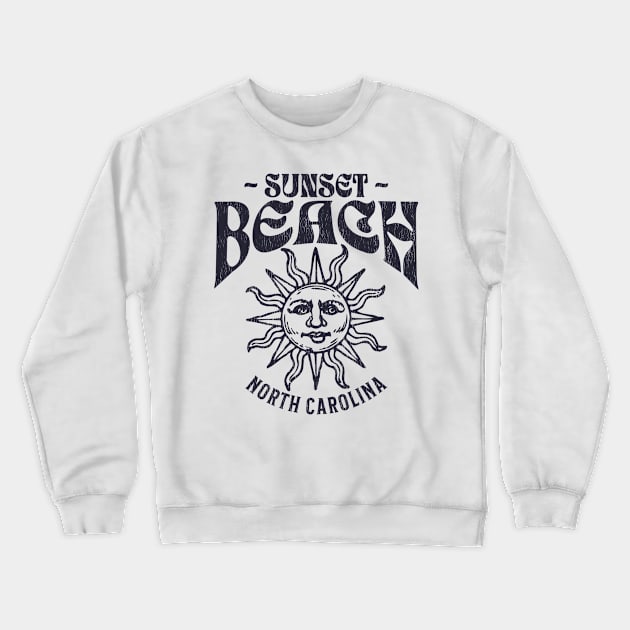 Sunset Beach, NC Summertime Vacationing Watchful Sun Crewneck Sweatshirt by Contentarama